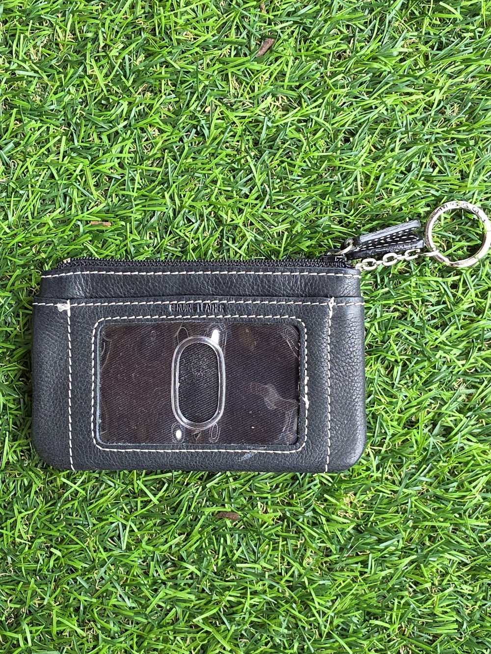 Fossil Black Leather Floral Zip Wallet Card Holder with Keyring - Picture 4 of 5